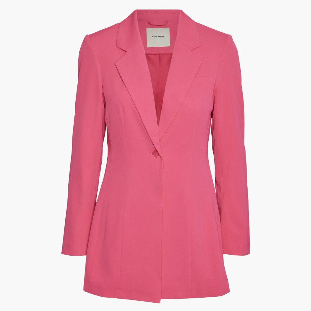 NWT VERO MODA Charity Slim Fit Long Blazer 6 US / 38 EU IN RASPBERRY - Picture 7 of 9